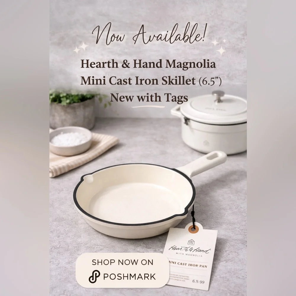 Hearth & Hand Magnolia Mini Cast Iron Skillet 6.5” Cream NWT
